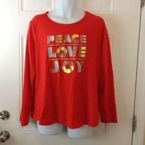 Holiday Time red Peace Love Joy T-shirt